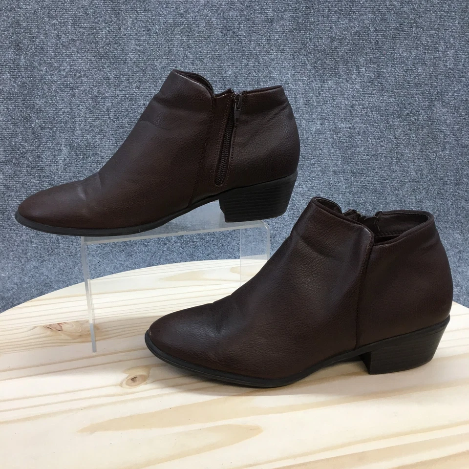 Charlotte Russe Botas Mujer 10 Botines Tacones Cuero Marrón Cremallera Lateral Foto 2 de 4