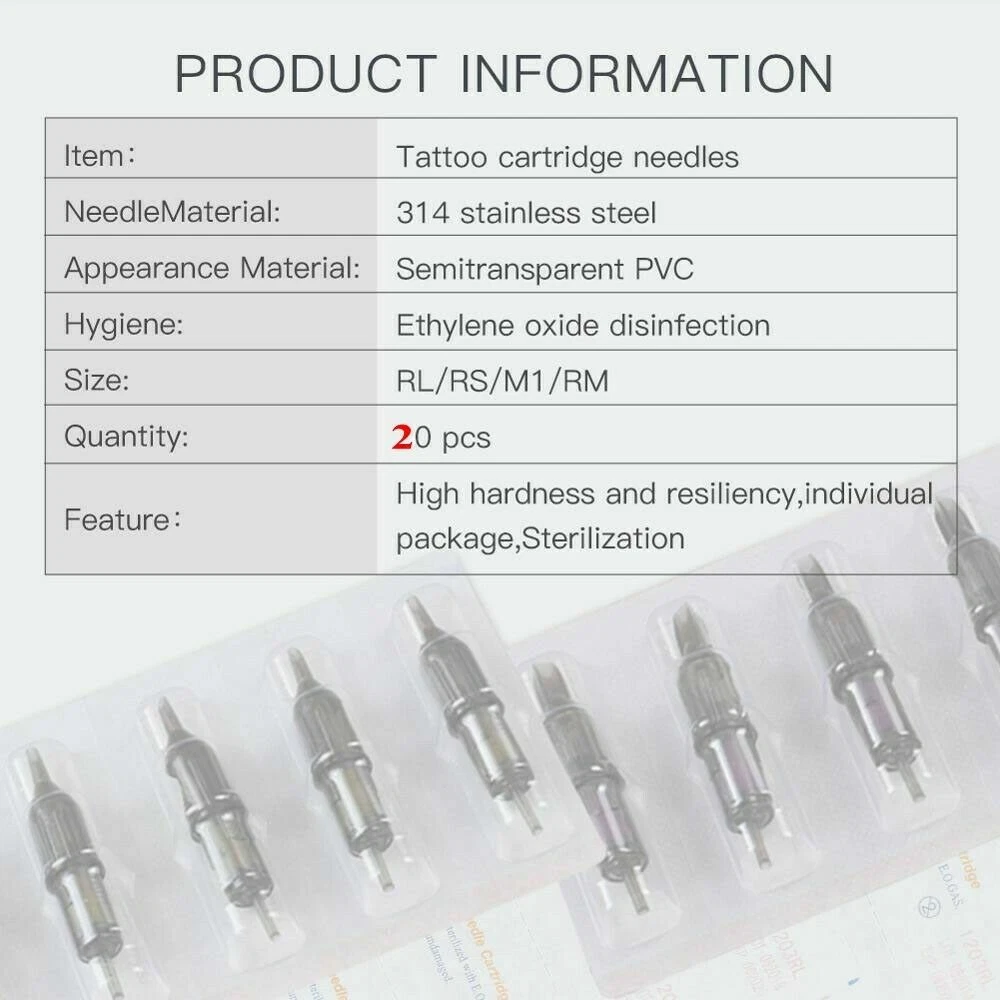 High Quality 20pcs/box Standard Disposable Tattoo Needle Cartridges RL/RS/RM/M1 image 4