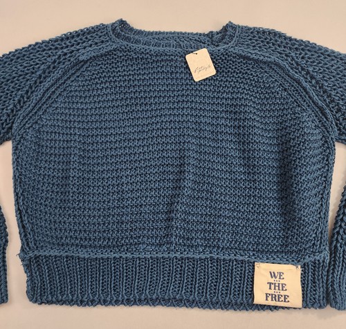 We The Free People Heirloom Collection sweater womens sz S OB1964087 blue linen - Picture 6 of 13