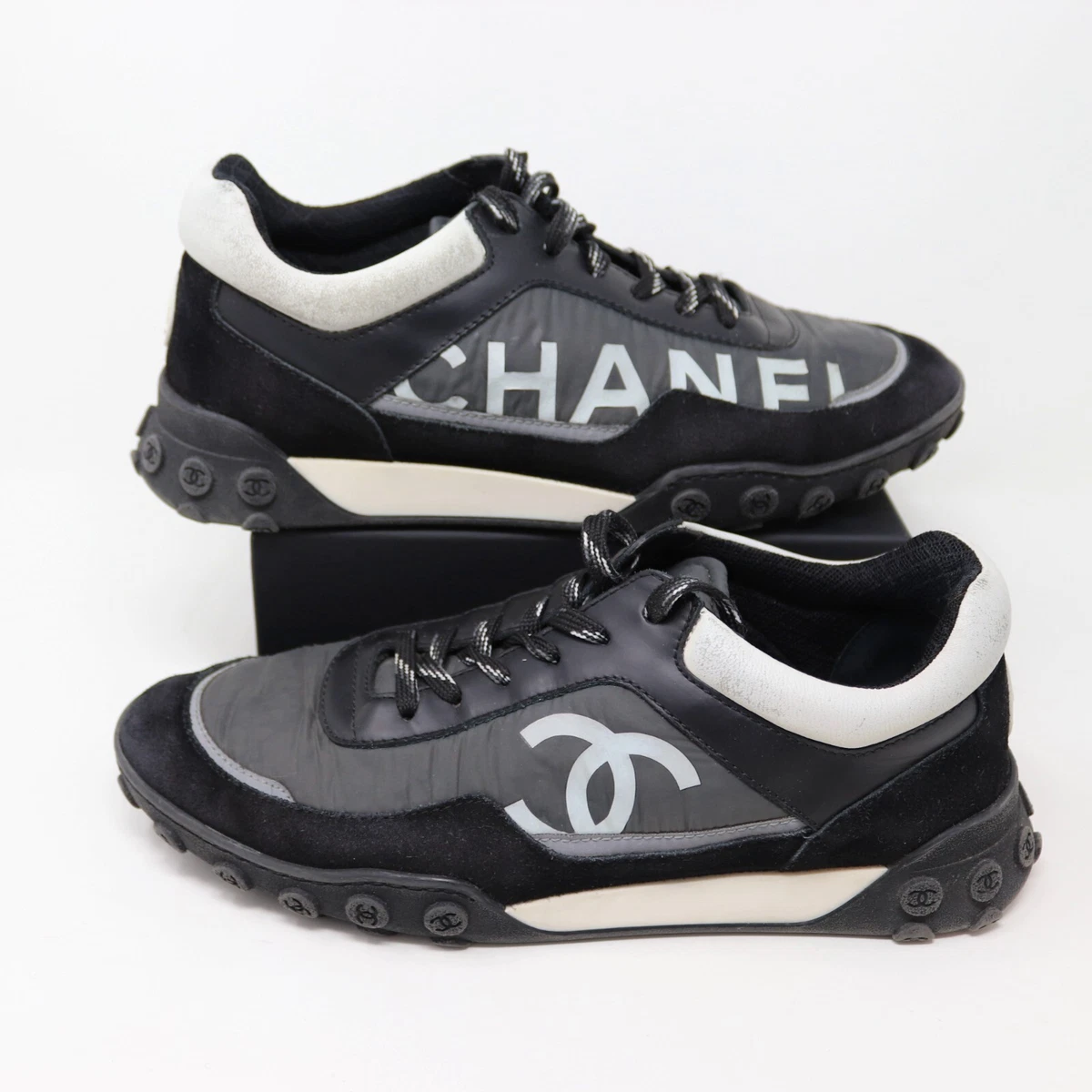 Chanel 39 Nylon, Suede & Leather CC Sport Trainer Sneakers 2 Tone Colorblock