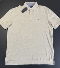 Tommy Hilfiger Mens XL Classic Fit Solid Cotton Polo Shirt Heather Gray