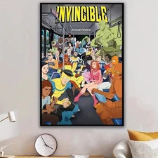 Invincible TV Series Poster Superhero Animation Comic Style Wall Decor, No Frame