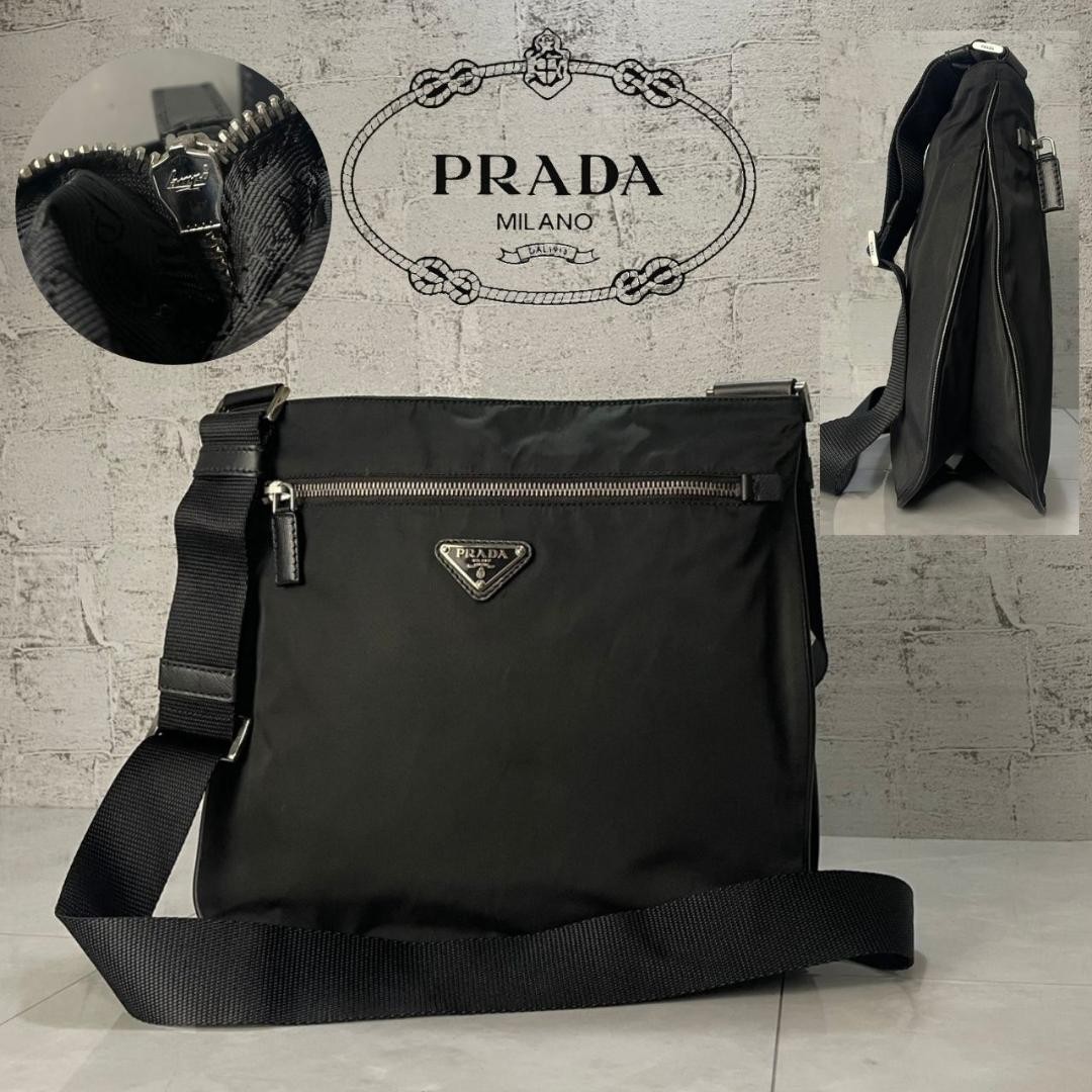 PRADA Shoulder Bag Prada Crossbody Bag Black Double Good Condition thumbnail 11