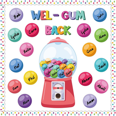 #ad Welcome Back to School Bulletin Board Decorations WEL Gum Gumball Machine with $11.99
