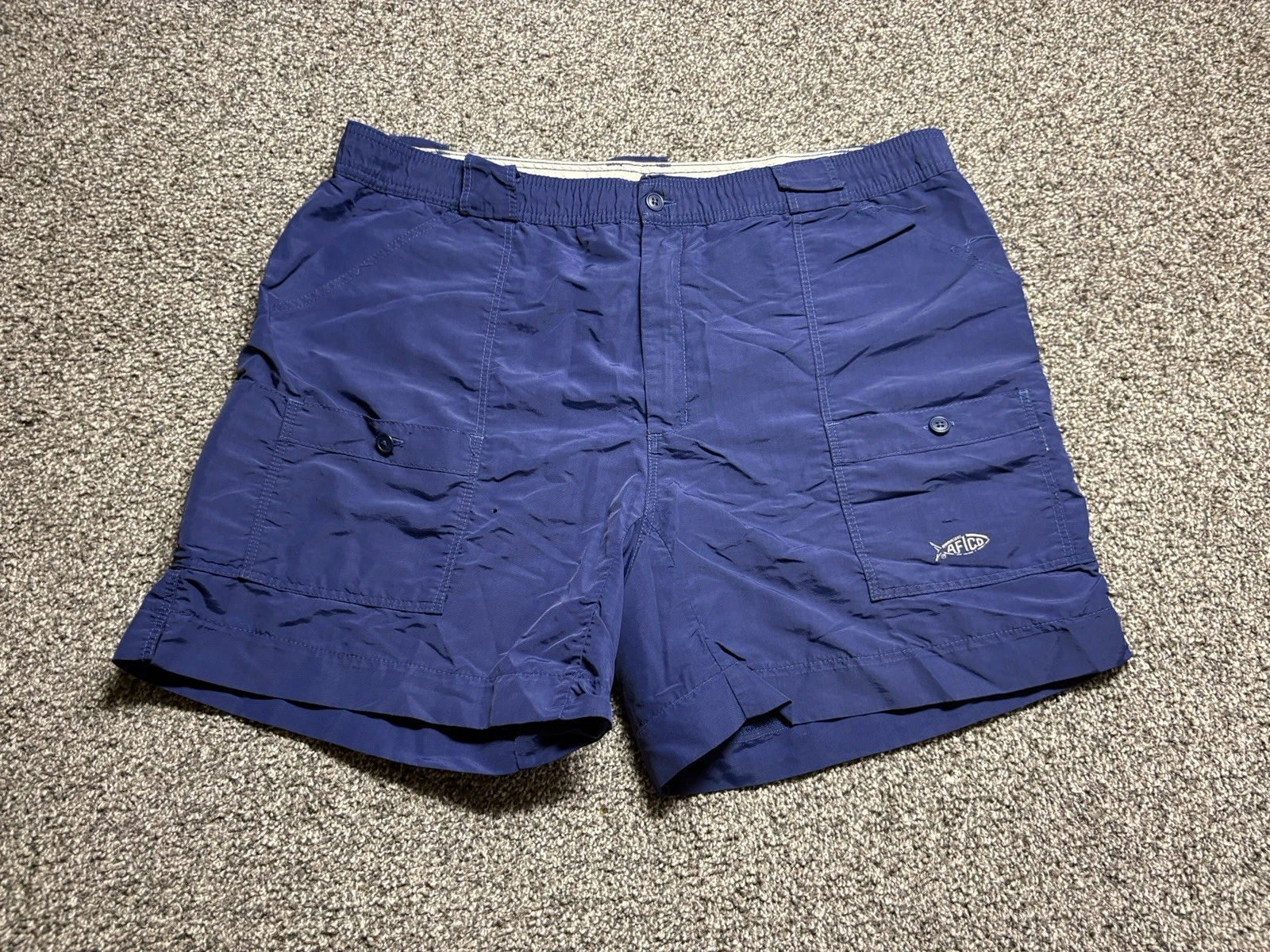 AFTCO Bluewater M01 Fishing Shorts Mens 38 Navy Blue Original Nylon Made In USA