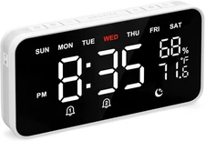 Digital Alarm Clock for Bedroom Loud Alarm Dual Alarms Temp Humidity Large Displ