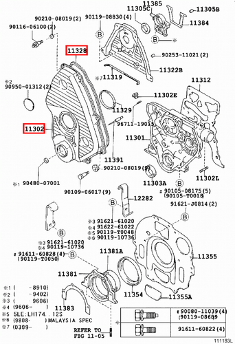 Genuine Hiace LH212 LH202 LH200 LH184 LH174 LH172 5L Timing Belt Cover w Gasket - Picture 11 of 20