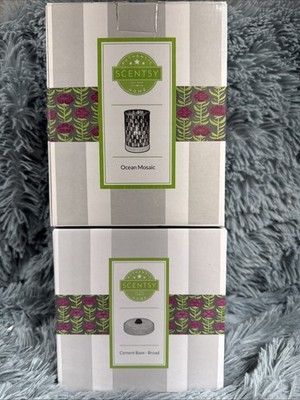 Scentsy Ocean Mosaic Warmer with Electric Cement Base New In Box