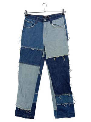 Jaded London Destroyed Jeans Damen W30 Patchwork Streetwear Blau