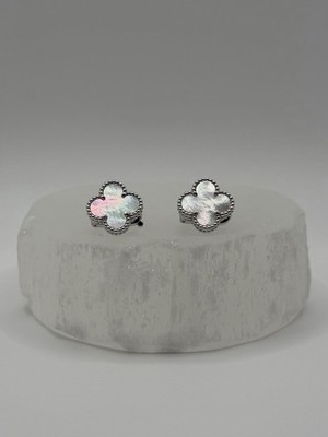 Van Cleef & Arpels Vintage Alhambra Mother of Pearl White Gold Earrings