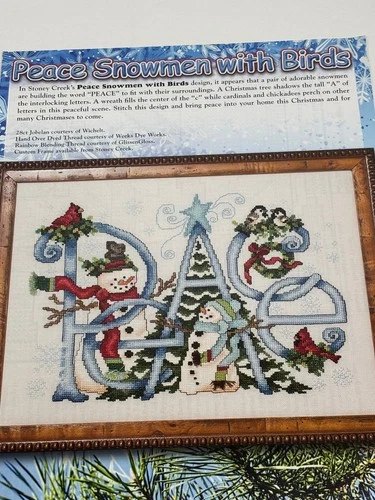 Peace Snowmen with Birds Cross Stitch Pattern Christmas Magazine Pages