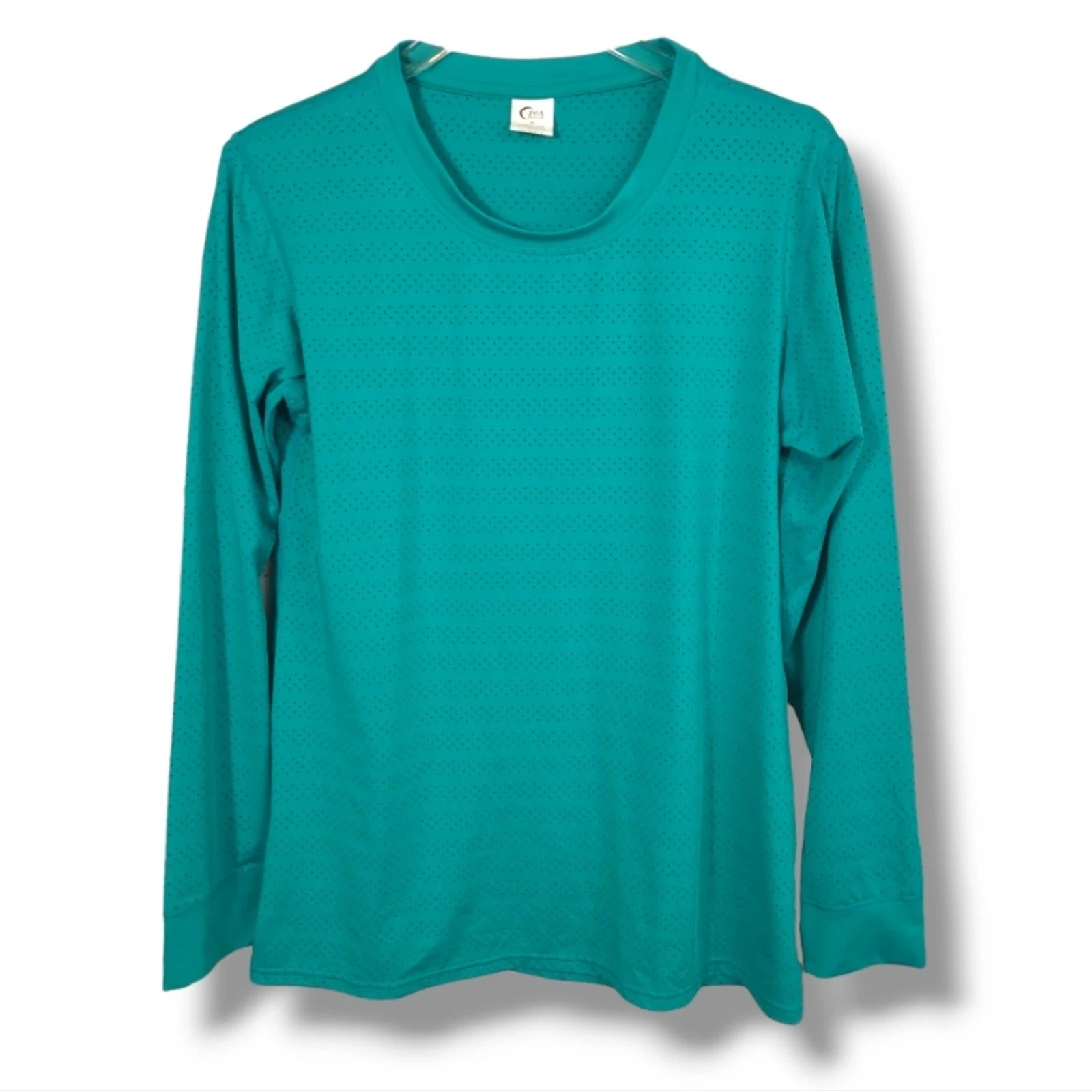 Zyia Active Womens M Teal Chill Long Sleeve Mesh Quick Dry T Tee Shirt