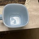 Glasbake Light Blue Coffee Mug Square Cup Milk Glass Vintage U.S.A. 10 Oz J-2265