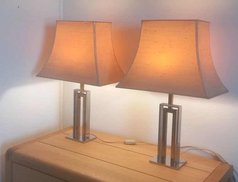 paire de lampe vintage ROMEO REGA / WILLY RIZZO lampe de salon / bureau / chevet - Photo 2/4