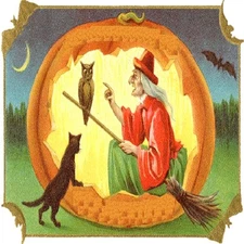 30 Custom Vintage Halloween Witch Personalized Address Labels