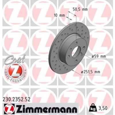 ZIMMERMANN 2x Bremsscheibe hinten Ø251 mm für Fiat Bravo II 198 1.4 T-Jet 198_