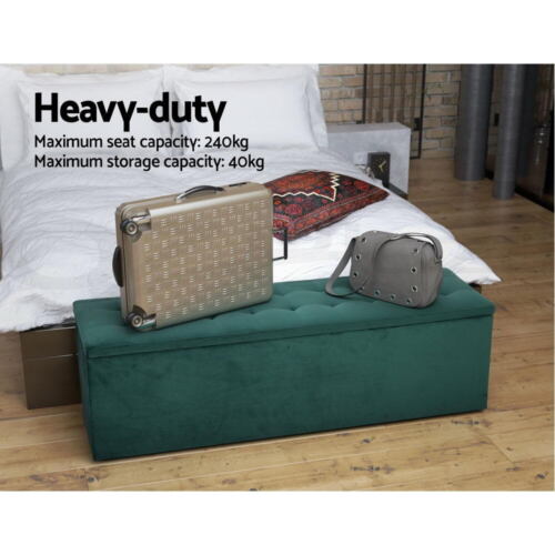 Artiss Storage Ottoman Blanket Box Foot Stool LARGE Chest Toy Velvet Leather - Picture 4 of 43