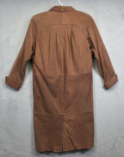 Wilson's Leather Trench Coat Womens M Brown Western 2 Pc Vest Jacket VTG 90s Y2K - Picture 3 of 24