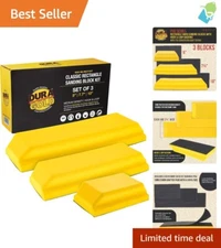 Complete Hand Sanding Block Set - Durable Foam & Quick Attach Sandpaper System