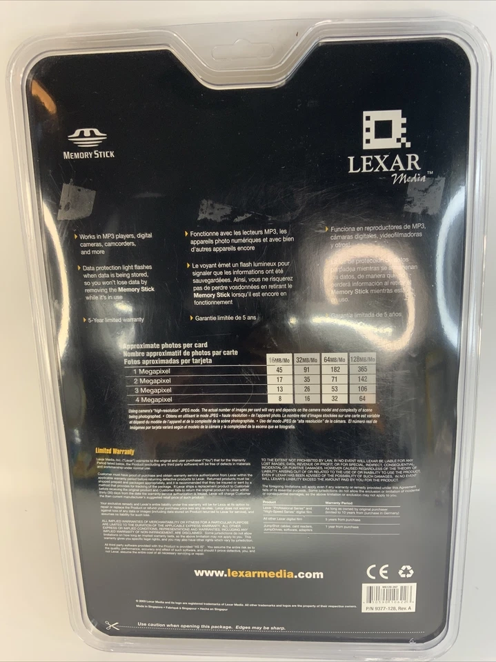 Lexar Media 128 MB Memory Stick (MS128-267) Factory Sealed - Image 2 of 4