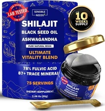 Pure Himalayan Shilajit Resin 87+ Trace Minerals, Shilajit for Men & Women wi...