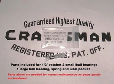 Craftsman Ratchet repair parts 1/2" Round head fine tooth Fits #44978  Read 