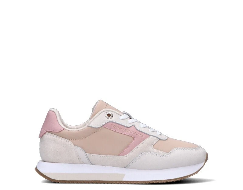 Scarpe TOMMY HILFIGER JEANS Donna Sneakers Trendy ROSA Pelle