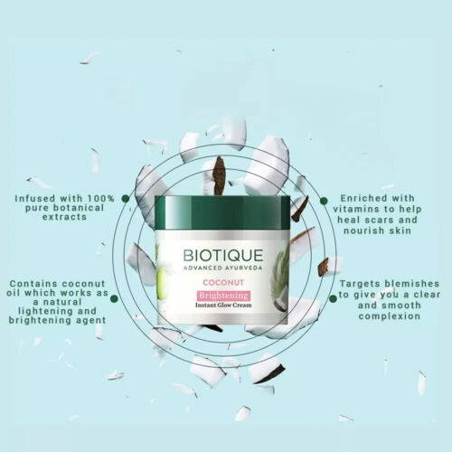 Biotique Bio Coconut Whitening and Brightening Cream for All Skin Types, 50g - Picture 2 of 8
