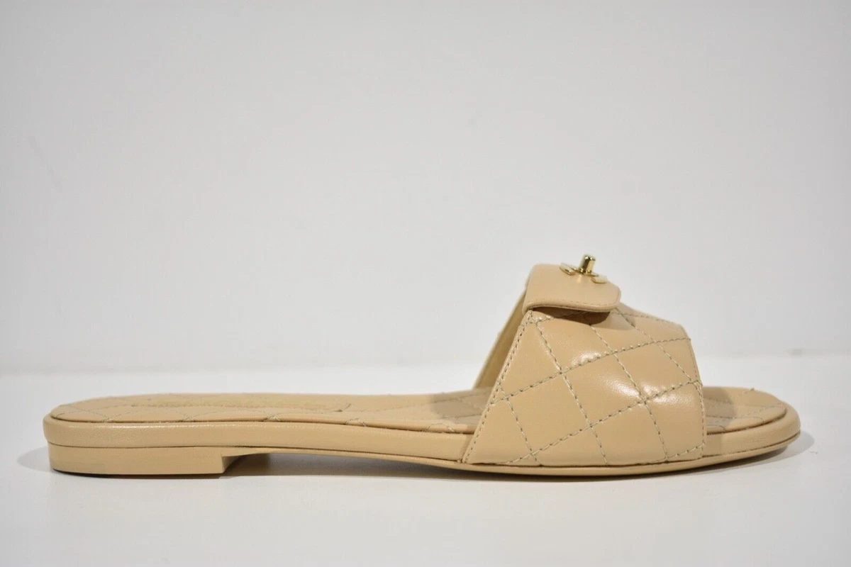 Chanel beige shop slides