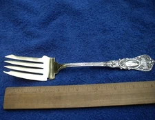 Durgin Sterling EMPIRE (1895) COLD MEAT FORK-Gilt Tines-Mono