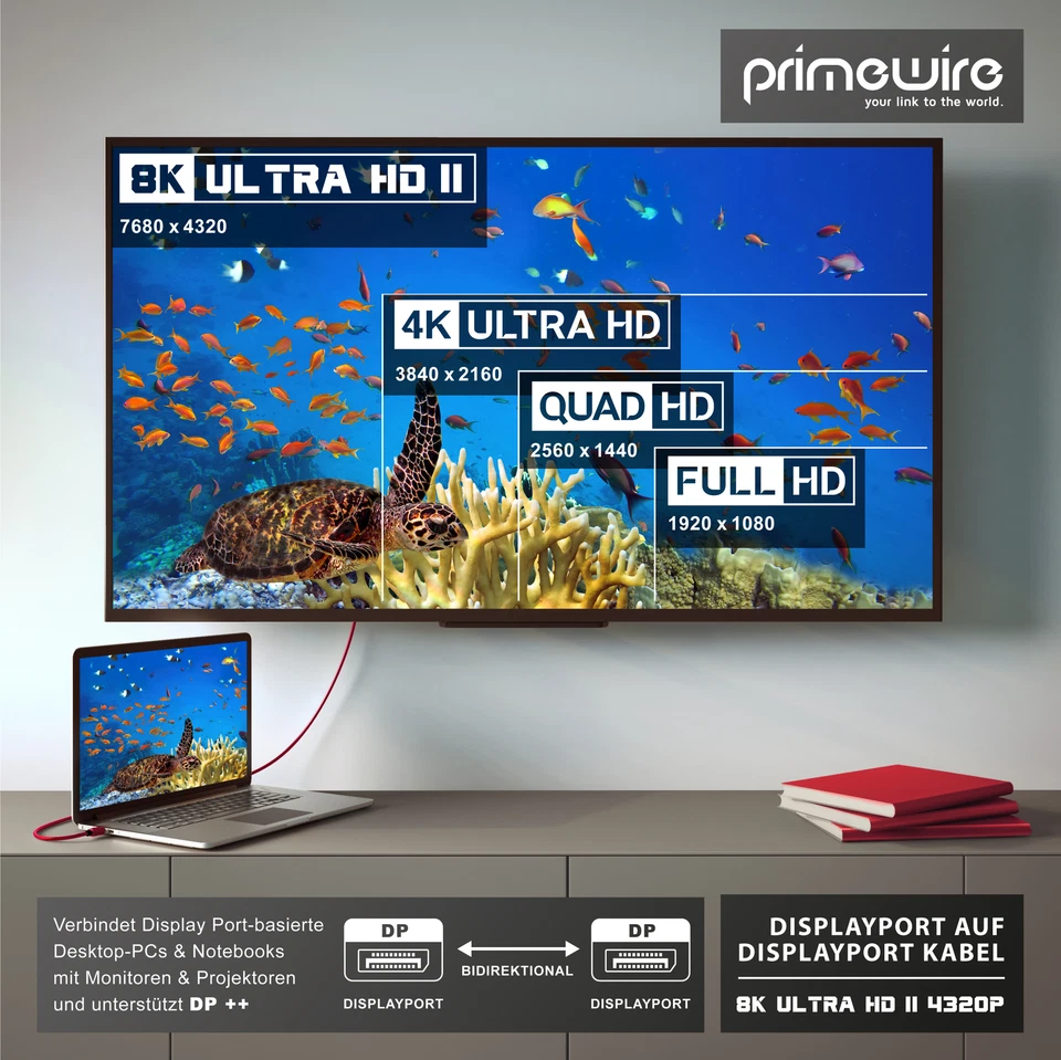 Premium DisplayPort auf DisplayPort Kabel Dp 1.4 UHD II 8k 7680 x 4320 @60Hz 1m - Bild 4 von 4