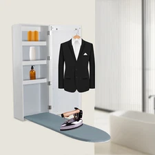 Organizer Wall Mount Ironing Board Cabinet with Storages and Mirror Hide Away US
