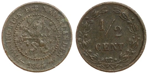 1884 Netherlands 1/2 Cent — photo from another recent sale
