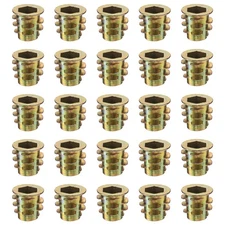 25pcs Screw with Gasket Zinc Alloy Hex Drive Threaded Inserts 1/5"-6 x 10mm