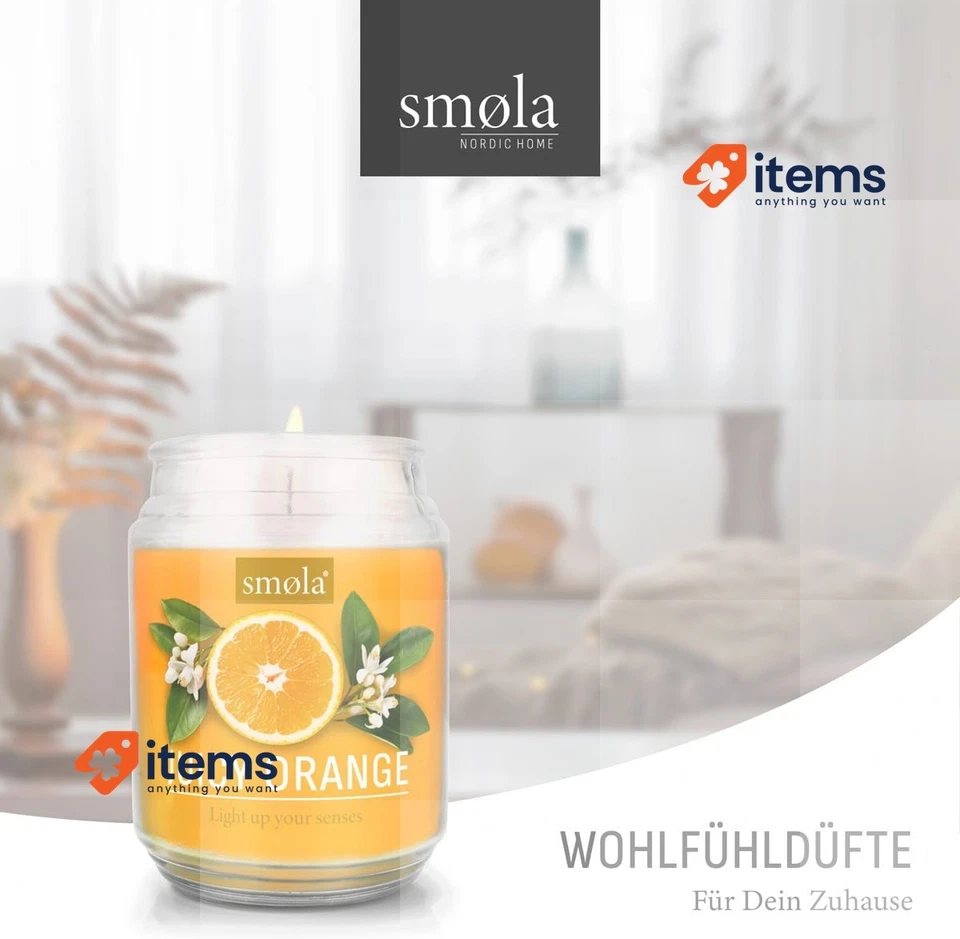 Smøla Grande Vela Perfumada - Zumo Naranja 625ML, Vegano Soja Cera, Hasta 140h - Imagen 2 de 4