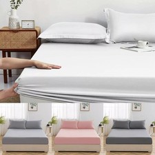 200 Thread Count 40CM Fitted Sheet 100% Egyptian Cotton Elasticated All Bed Size