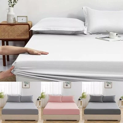 NIGHT NEST BEDDING 200 Thread Count 40CM Fitted Sheet 100% Egyptian Cotton Elasticated All Bed Size