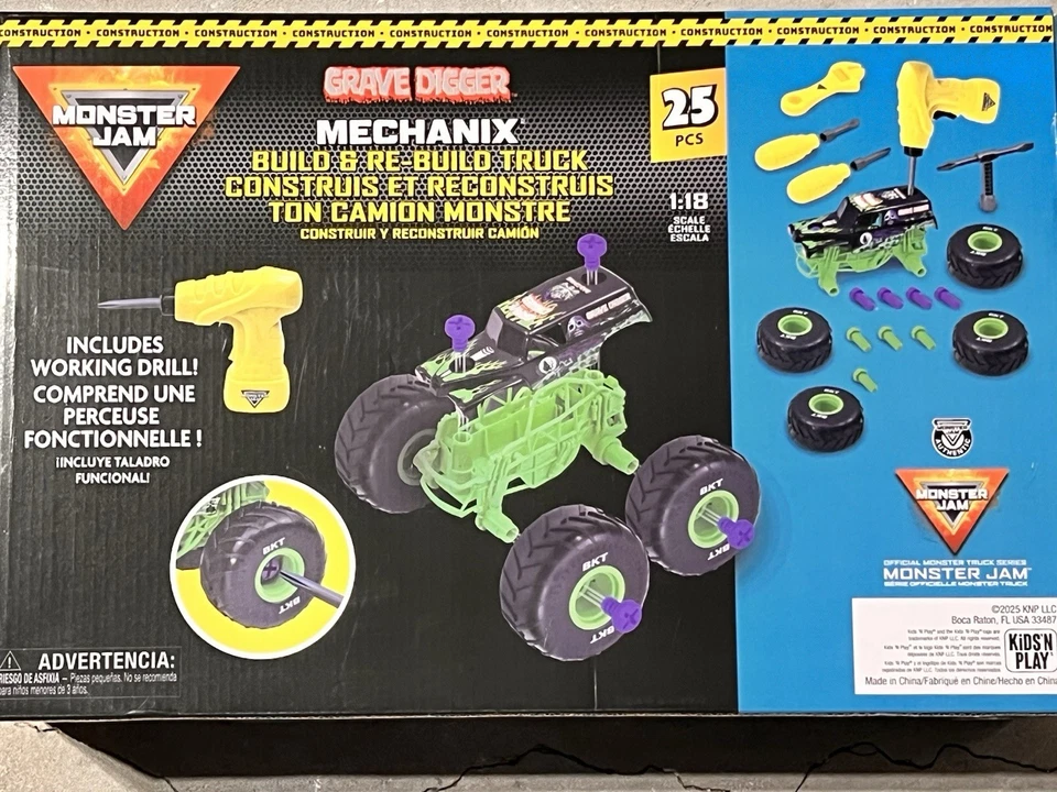 Monster Jam Mechanix Grave Digger Build & Rebuild Truck 25pc Set New 1:18 - Image 2 of 2