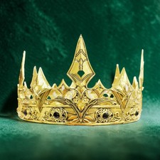 Gold regal crown, prince crown, Renaissance faire, medieval cosplay, black stone