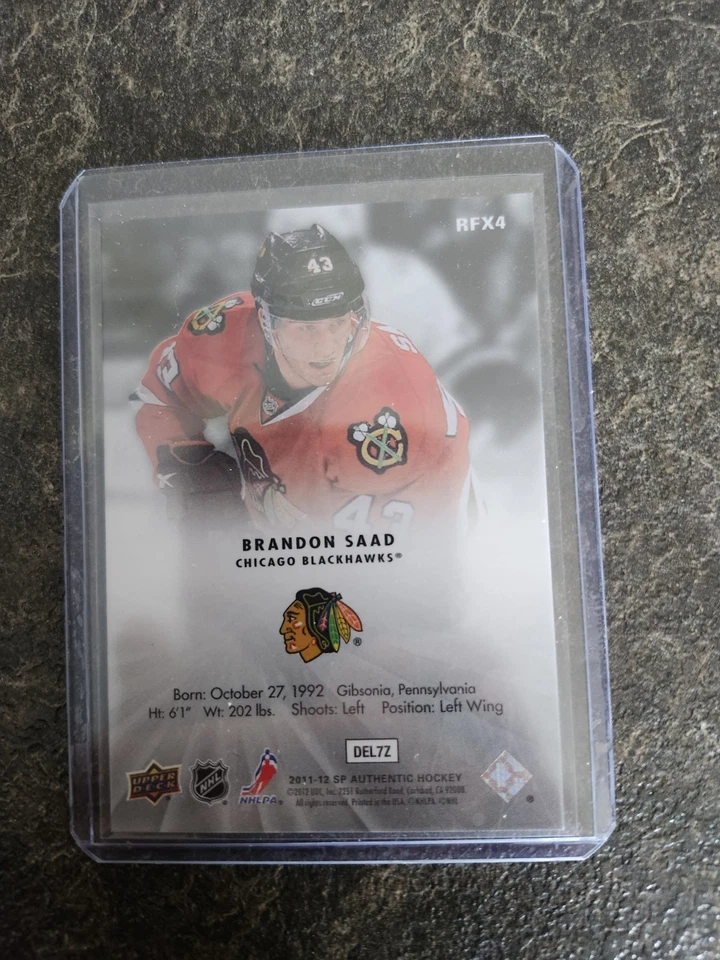 2011-12 Sp Authentic Rookie Holo FX Brandon Saad Card# RFX4 - Image 2 of 2
