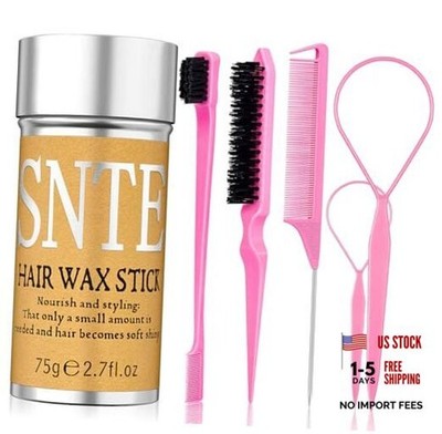 6Pcs Hair Wax Stick Set for Flyaways, Topsy Tail Hair Tools for Women, Teen