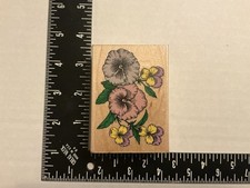 Springtime Flowers Gardening Rubber Stamp Wood Mounted