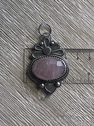 Rose Quartz Handmade Sterling Silver Pendant 925 (19.3 grams) - Picture 3 of 5