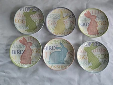 Certified International Jennifer Pugh Dessert Bread Plates Rabbits Easter Qty 6