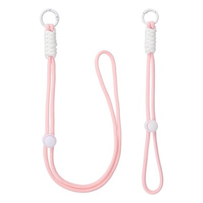 1Set Heavy Duty Paracord Keychain Lanyard for Keys , Light Pink/White