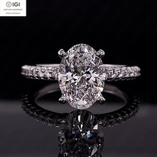 IGI 2.00Ct Oval Cut D VVS2 Lab Grown Diamond Engagement Ring in 14k White Gold