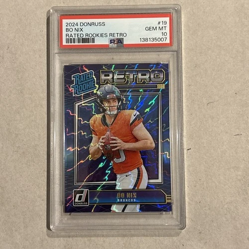 2024 Panini Donruss Bo Nix Rated Rookie Retro #19 PSA 10 Broncos