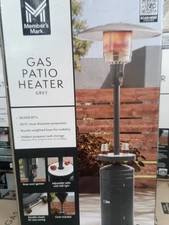 Gray 50000 BTU Patio Heater w/ LED Table Wheels & Cover Included