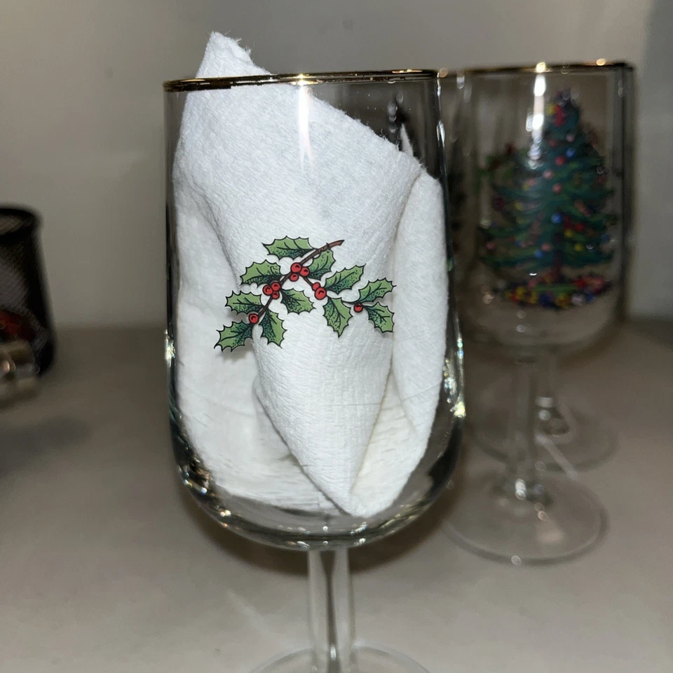 Spode 圣诞树锥形酒杯金边酒杯高脚杯 5 件套 — 第 4/4 张图片