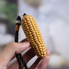 Boxwood Carved Corn Hand Handle Plate Playing Pendant Crafts Gift